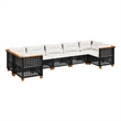 Afuera Living Contemporary 7 Piece Poly Rattan Sofa Set in Black/Cream