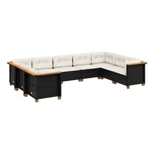 Afuera Living Contemporary 9 Piece Steel Large Sofa Set in Black