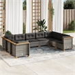 Afuera Living Contemporary Synthetic Poly Rattan 9 Piece  Sofa Set in Gray