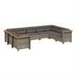 Afuera Living Contemporary Synthetic Poly Rattan 9 Piece  Sofa Set in Gray