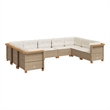 Afuera Living Contemporary 9 Piece Poly Rattan Sofa Set in Cream/Beige