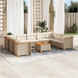 Afuera Living Contemporary 10 Piece Poly Rattan Sofa Set in Cream/Beige
