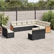 Afuera Living Contemporary 12 Piece Poly Rattan Sofa Set in Black/Cream