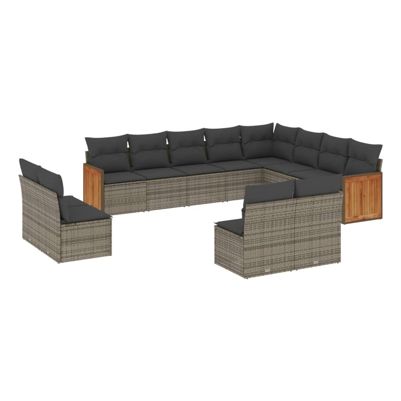 Afuera Living Contemporary 12 Piece Poly Rattan Sofa Set in Gray