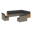Afuera Living Contemporary 12 Piece Poly Rattan Sofa Set in Gray