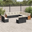 Afuera Living Contemporary 13 Piece Poly Rattan Sofa Set in Black/Cream