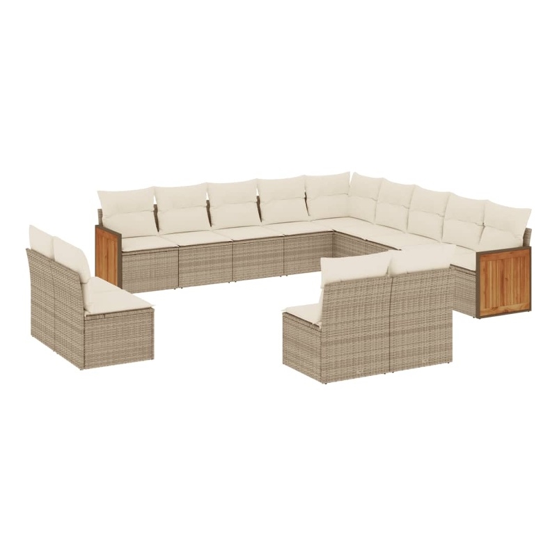 Afuera Living Contemporary Synthetic Poly Rattan Sofa Set in Cream/Beige