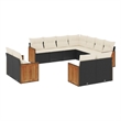 Afuera Living Contemporary 11 Piece Poly Rattan Sofa Set in Black/Cream