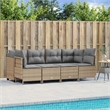 Afuera Living Contemporary Synthetic Poly Rattan 5 Piece  Sofa Set in Beige
