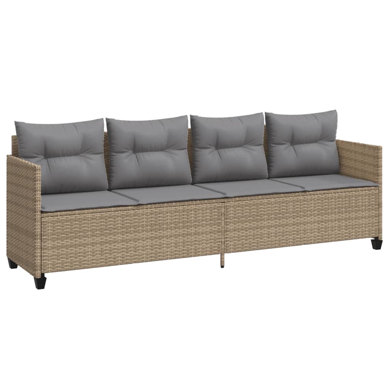 Afuera Living Contemporary Synthetic Poly Rattan 5 Piece  Sofa Set in Beige
