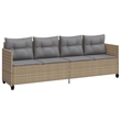 Afuera Living Contemporary Synthetic Poly Rattan 5 Piece  Sofa Set in Beige
