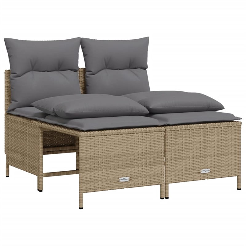 Afuera Living Contemporary Synthetic Poly Rattan 5 Piece  Sofa Set in Beige