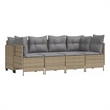 Afuera Living Contemporary Synthetic Poly Rattan 5 Piece  Sofa Set in Beige