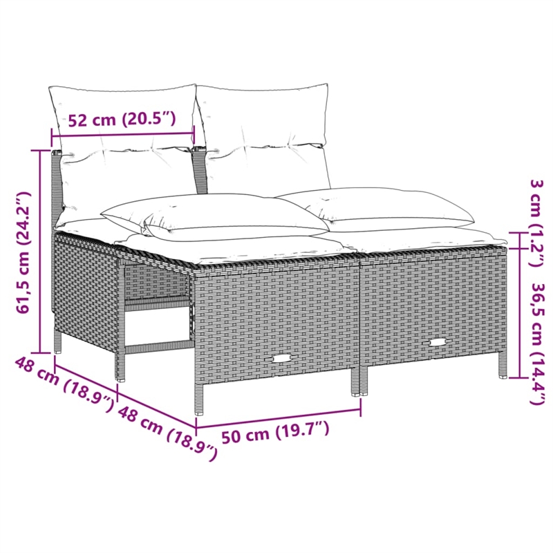 Afuera Living Contemporary Synthetic Poly Rattan 5 Piece  Sofa Set in Gray