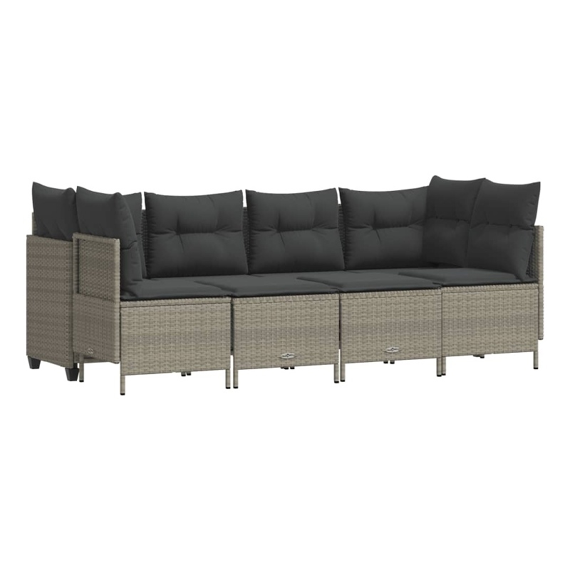 Afuera Living Contemporary Synthetic Poly Rattan 5 Piece  Sofa Set in Gray