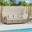 Afuera Living Contemporary Synthetic Poly Rattan 5 Piece Sofa Set in Beige