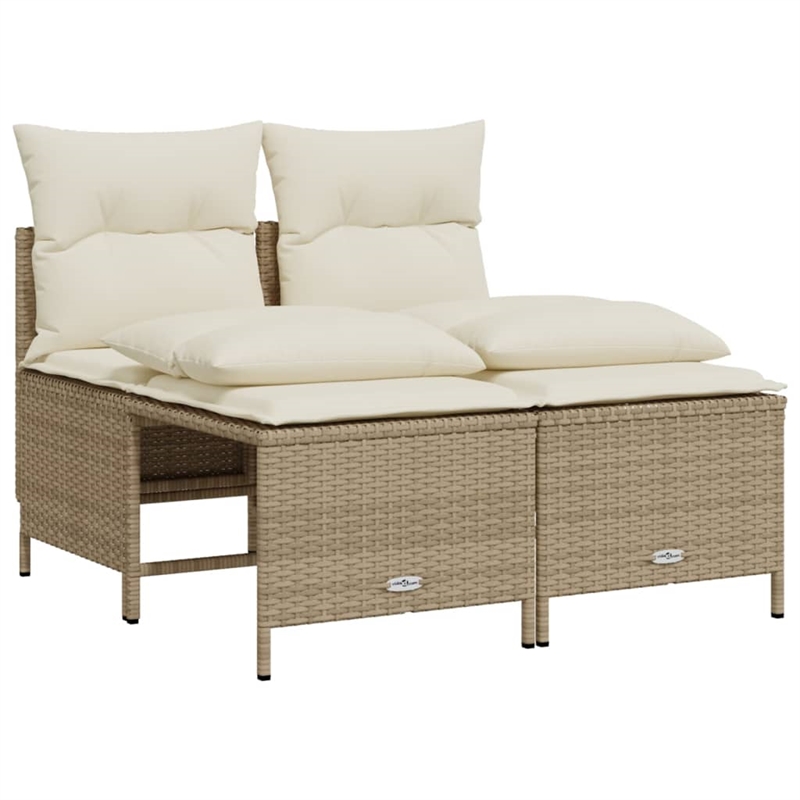 Afuera Living Contemporary Synthetic Poly Rattan 5 Piece Sofa Set in Beige