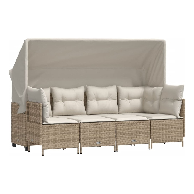 Afuera Living Contemporary Synthetic Poly Rattan 5 Piece Sofa Set in Beige