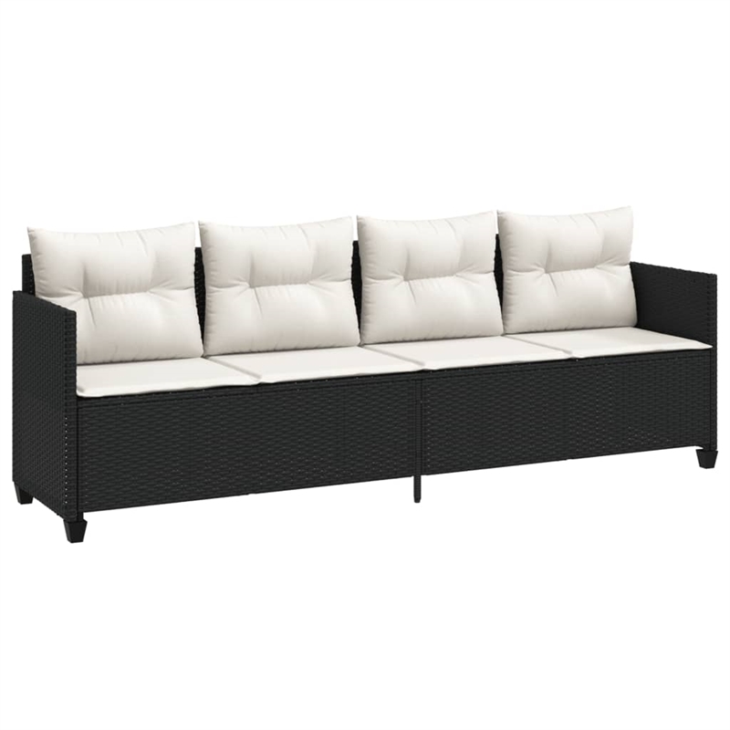Afuera Living Contemporary Synthetic Poly Rattan Sofa Set in Black