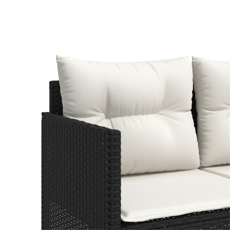 Afuera Living Contemporary Synthetic Poly Rattan Sofa Set in Black