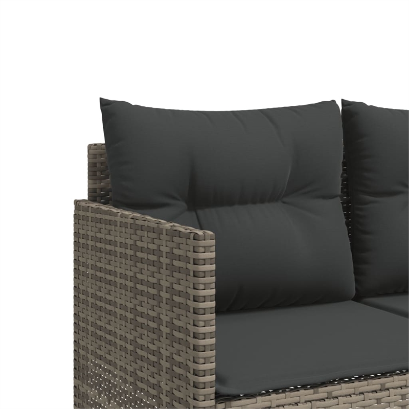 Afuera Living Contemporary 5 Piece Poly Rattan Medium Sofa Set in Gray
