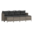 Afuera Living Contemporary 5 Piece Poly Rattan Medium Sofa Set in Gray