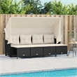 Afuera Living Contemporary 5 Piece Poly Rattan Sofa Set in Black/Cream
