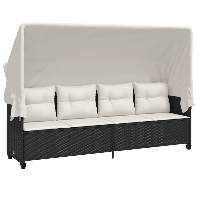 Afuera Living Contemporary 5 Piece Poly Rattan Sofa Set in Black/Cream