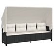 Afuera Living Contemporary 5 Piece Poly Rattan Sofa Set in Black/Cream