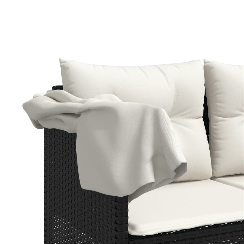 Afuera Living Contemporary 5 Piece Poly Rattan Sofa Set in Black/Cream