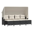 Afuera Living Contemporary 5 Piece Poly Rattan Sofa Set in Black/Cream