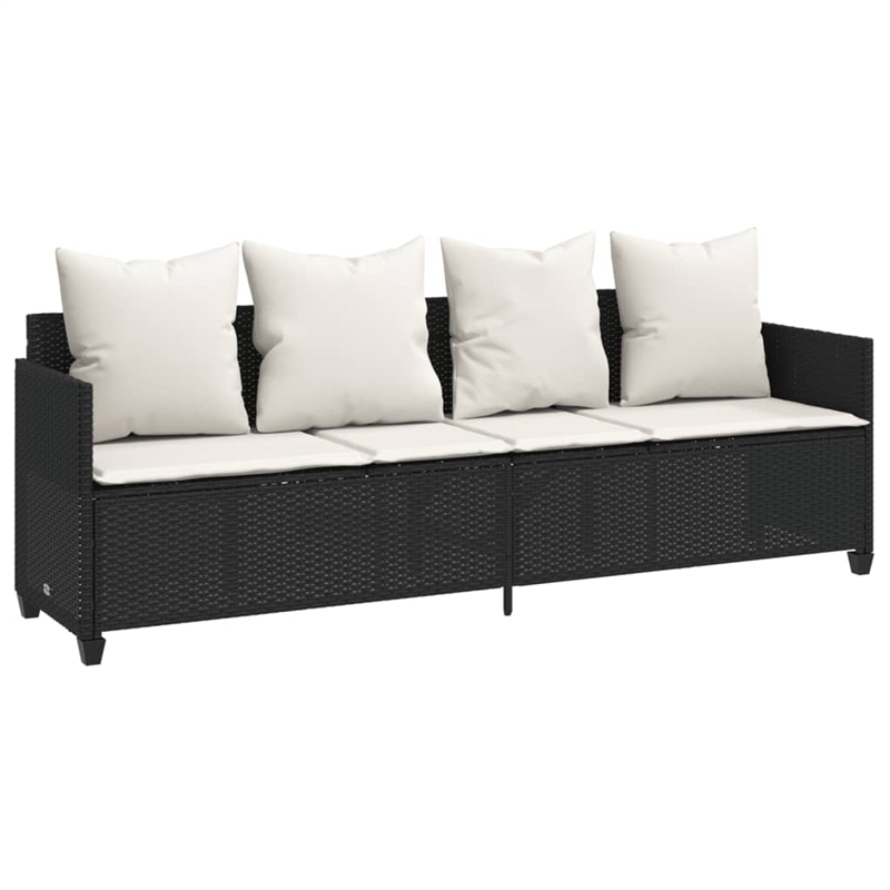 Afuera Living Contemporary 5 Piece Poly Rattan Sofa Set in Black/Cream