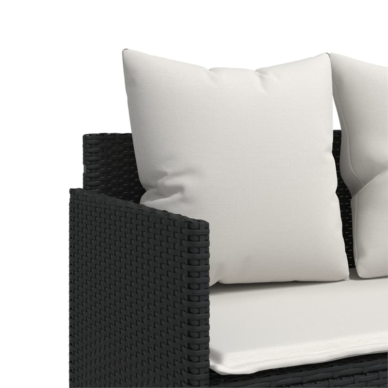 Afuera Living Contemporary 5 Piece Poly Rattan Sofa Set in Black/Cream