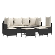 Afuera Living Contemporary 5 Piece Poly Rattan Sofa Set in Black/Cream