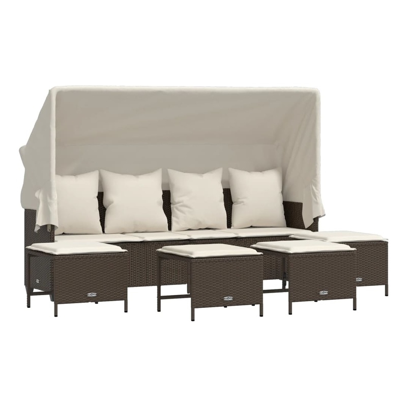 Afuera Living Contemporary Synthetic Poly Rattan  Sofa Set in Brown/Cream