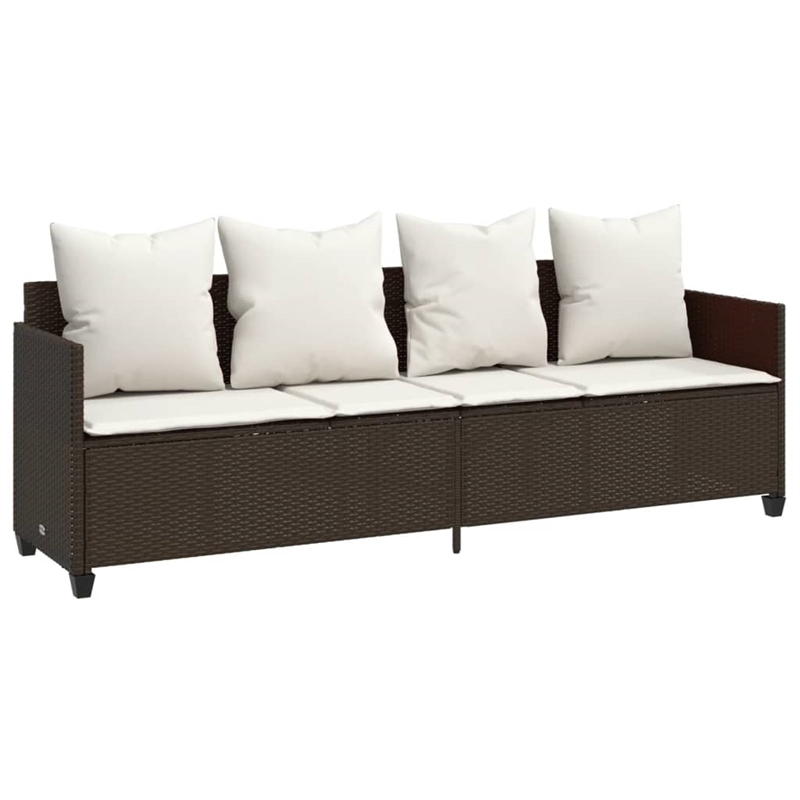 Afuera Living Contemporary Poly Rattan Small Sofa Set in Brown/Cream