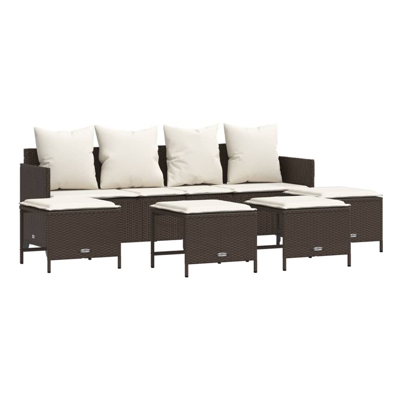 Afuera Living Contemporary Poly Rattan Small Sofa Set in Brown/Cream