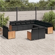 Afuera Living Contemporary 13 Piece Poly Rattan Sofa Set in Black