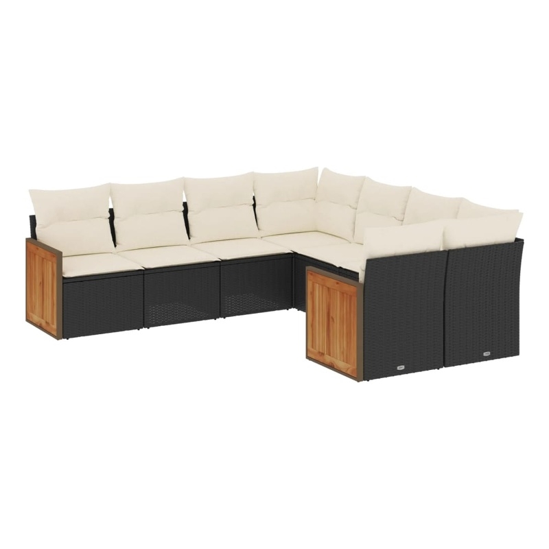 Afuera Living Contemporary 8 Piece Poly Rattan Large Sofa Set in Black