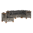 Afuera Living Contemporary 5 Piece Poly Rattan Sofa Set in Gray
