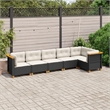 Afuera Living Contemporary 6 Piece Poly Rattan Sofa Set in Black/Cream