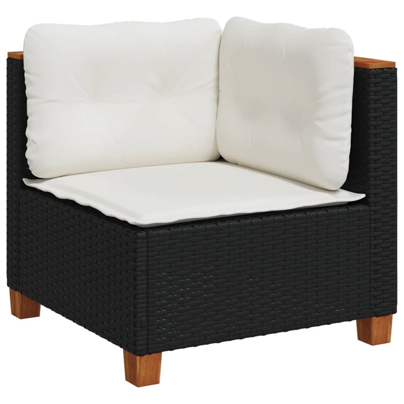 Afuera Living Contemporary 6 Piece Poly Rattan Sofa Set in Black/Cream