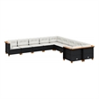 Afuera Living Contemporary 10 Piece Poly Rattan Sofa Set in Black/Cream