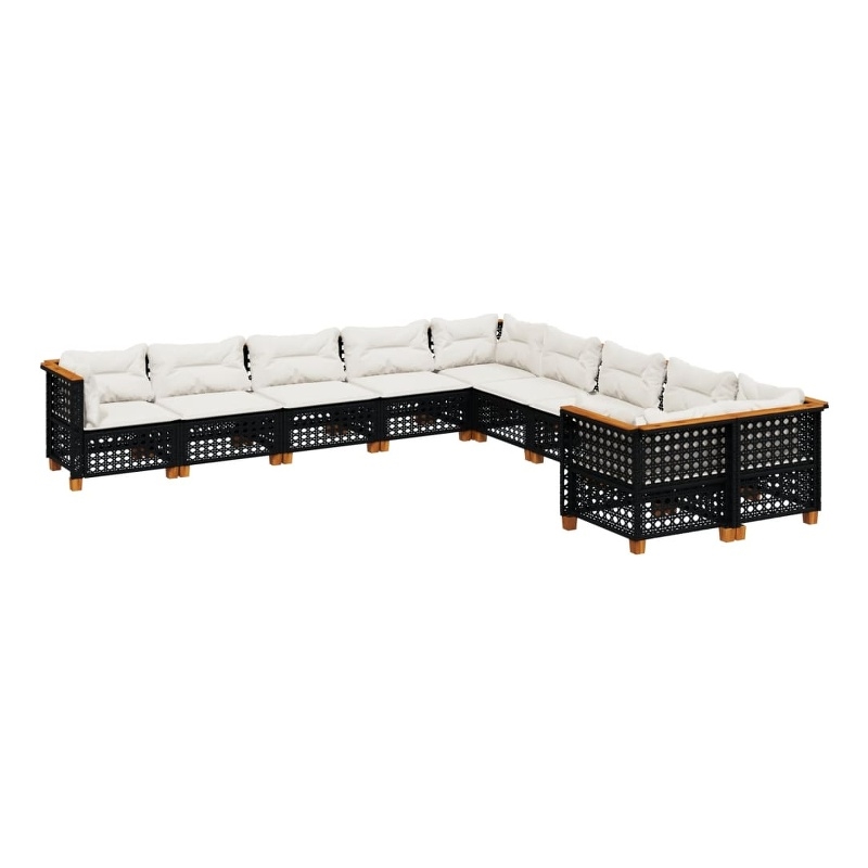 Afuera Living Contemporary 10 Piece Poly Rattan Sofa Set in Black