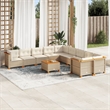 Afuera Living Contemporary 11 Piece Poly Rattan Sofa Set in Cream/Beige