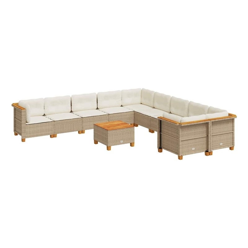 Afuera Living Contemporary 11 Piece Poly Rattan Sofa Set in Cream/Beige