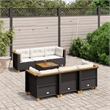 Afuera Living Contemporary 7 Piece Poly Rattan Sofa Set in Black/Cream