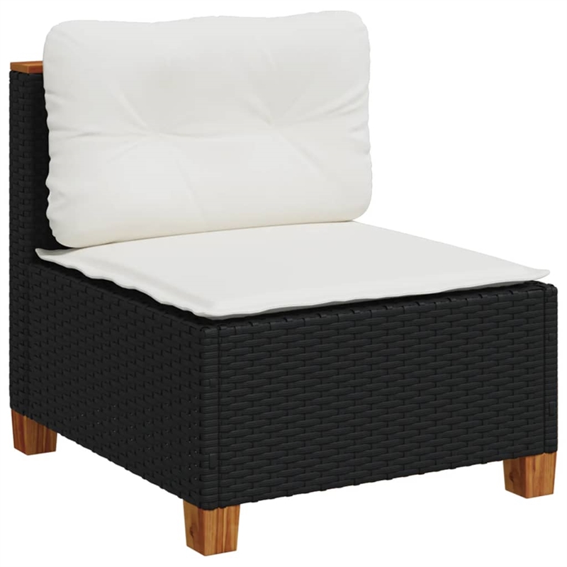 Afuera Living Contemporary 7 Piece Poly Rattan Sofa Set in Black/Cream