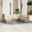 Afuera Living Contemporary 7 Piece Poly Rattan Sofa Set in Beige