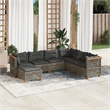 Afuera Living Contemporary Synthetic Poly Rattan 7 Piece  Sofa Set in Gray